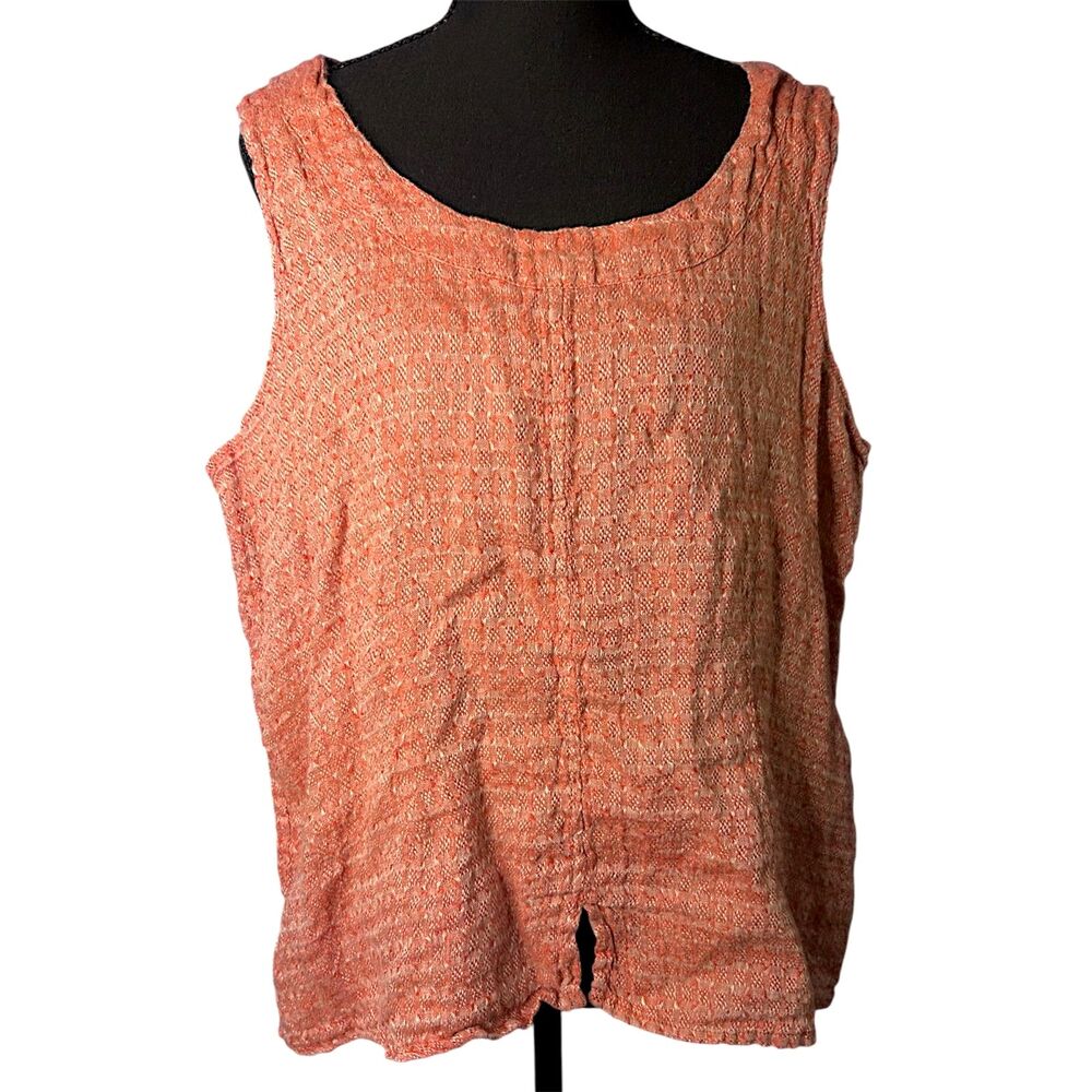 Flax Womens Rust Orange Linen Tank Top Sz 1G Boho Lagenlook Minimalist Beachy